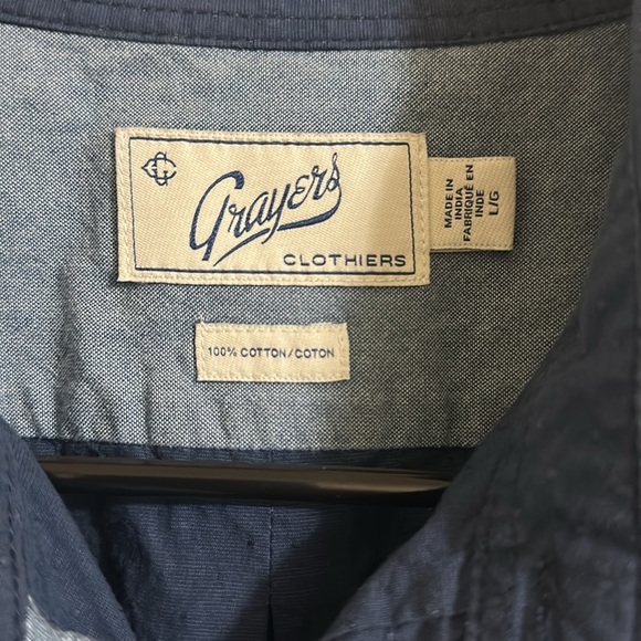 EUC Grayers Navy Short Sleeve Button Down Shirt Large - Picture 2 of 5